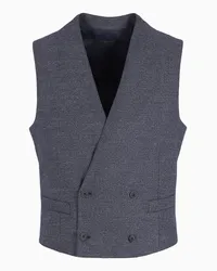 Giorgio Armani OFFICIAL STORE Gilet Doppiopetto In Lana Vergine E Cashmere Effetto Denim Blu