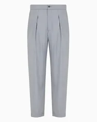 Giorgio Armani OFFICIAL STORE Pantaloni A Una Pince In Twill Di Misto Seta Azzurro