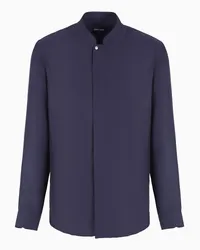 Giorgio Armani OFFICIAL STORE Camicia Regular Fit In Twill Di Seta Blu