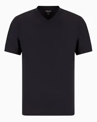 Giorgio Armani OFFICIAL STORE T-shirt In Piquet Di Pura Lana Vergine Blu