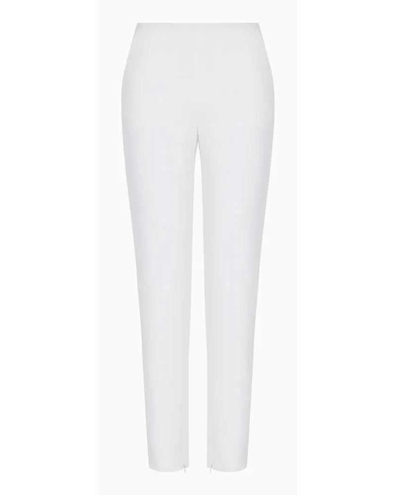 Giorgio Armani OFFICIAL STORE Pantaloni Dritti In Cady Di Viscosa Stretch Bianco