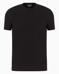 Giorgio Armani OFFICIAL STORE T-shirt Girocollo Icon In Jersey Di Viscosa Stretch Nero