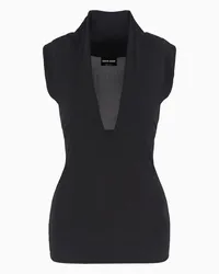 Giorgio Armani OFFICIAL STORE Top A Maniche Corte In Jersey Di Viscosa Crepe Asv Nero