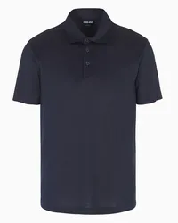 Giorgio Armani OFFICIAL STORE Polo In Jersey Di Seta E Cotone Melange Blu