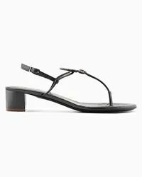 Giorgio Armani OFFICIAL STORE Sandali Infradito Con Tacco In Nappa Laminata Nero