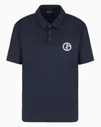 Giorgio Armani OFFICIAL STORE Polo A Maniche Corte In Interlock Di Cotone Blu