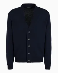 Giorgio Armani OFFICIAL STORE Cardigan Con Bottoni In Lana Vergine Blu