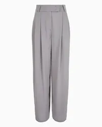 Giorgio Armani OFFICIAL STORE Pantaloni A Due Pinces In Tripla Georgette Di Seta Asv Grigio