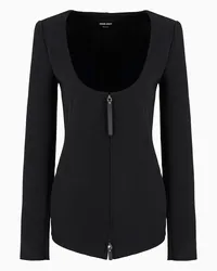 Giorgio Armani OFFICIAL STORE Giacca Monopetto In Jersey Double Di Misto Lana Vergine Asv Nero