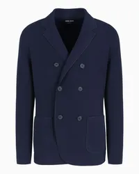 Giorgio Armani OFFICIAL STORE Giacca Doppiopetto In Panno Di Misto Lana Blu