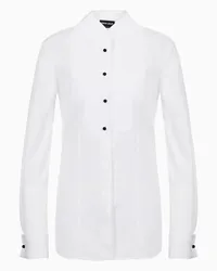 Giorgio Armani OFFICIAL STORE Camicia Smoking In Popeline Di Otone Con Plastron Bianco