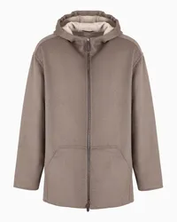 Giorgio Armani OFFICIAL STORE Blouson Con Cappuccio In Cashmere Double Marrone