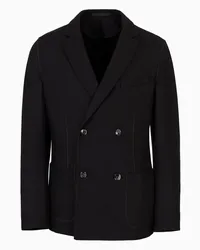 Giorgio Armani OFFICIAL STORE Giacca Doppiopetto Icon In Interlock Di Cashmere Follato Nero