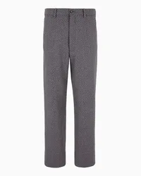 Giorgio Armani OFFICIAL STORE Pantaloni Flat Front In Lana Vergine E Cashmere Jacquard Chevron Fantasia