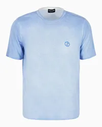 Giorgio Armani OFFICIAL STORE T-shirt Girocollo In Jersey Di Misto Modal Azzurro