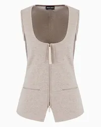 Giorgio Armani OFFICIAL STORE Gilet Monopetto In Panno Double Di Cashmere Beige