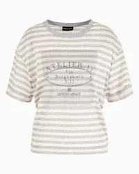 Giorgio Armani OFFICIAL STORE Denim Collection T-shirt In Jersey Di Cotone E Lino A Righe Rigato