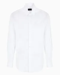 Giorgio Armani OFFICIAL STORE Camicia In Unito Stretch Di Cotone Bianco