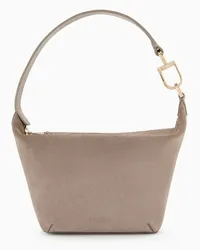 Giorgio Armani OFFICIAL STORE Borsa A Mano Piccola La Prima Soft  In Suede Grigio