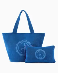 Giorgio Armani OFFICIAL STORE Borsa Da Mare In Spugna Di Cotone Blu