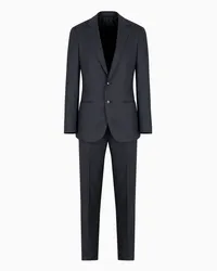 Giorgio Armani OFFICIAL STORE Abito Linea Manhattan Monopetto In Lana Vergine Con Motivo Micro Check Nero