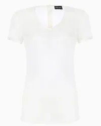 Giorgio Armani OFFICIAL STORE Blusa In Charmeuse Di Seta Con Scollo A V Bianco