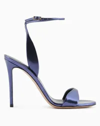 Giorgio Armani OFFICIAL STORE Sandali Con Tacco In Pelle Laminata Blu