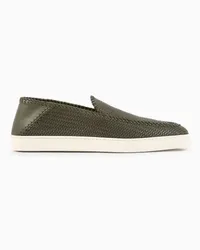 Giorgio Armani OFFICIAL STORE Galleria 3 Slip-on In Pelle Motivo Intreccio Militare