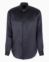 Giorgio Armani OFFICIAL STORE Camicia Regular Fit In Seta Stampata Blu