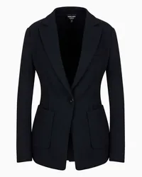 Giorgio Armani OFFICIAL STORE Giacca Monopetto In Jersey Di Puro Cashmere Blu