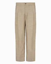 Giorgio Armani OFFICIAL STORE Pantaloni A Una Pince In Tela Di Viscosa E Lino Beige