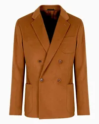 Giorgio Armani OFFICIAL STORE  Vicuña Giacca Doppiopetto In Panno Leggero Di Pura Vicuña Marrone