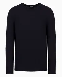 Giorgio Armani OFFICIAL STORE Maglia Girocollo Icon In Interlock Di Cashmere Blu