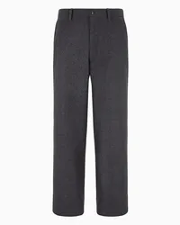 Giorgio Armani OFFICIAL STORE Pantaloni Flat Front In Pile Di Pura Lana Grigio