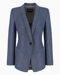 Giorgio Armani OFFICIAL STORE Denim Collection Giacca Monopetto In Denim Di Cotone, Viscosa E Lurex Blu