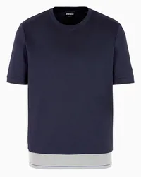 Giorgio Armani OFFICIAL STORE T-shirt Girocollo In Interlock Di Cotone Biologico Asv Blu