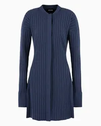 Giorgio Armani OFFICIAL STORE Cardigan Lungo In Lana A Coste Blu