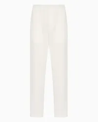 Giorgio Armani OFFICIAL STORE Pantaloni Flat Front In Gaufré Tecnico Bianco