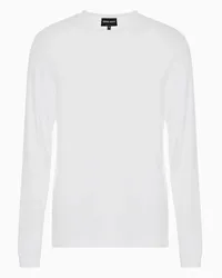 Giorgio Armani OFFICIAL STORE Maglia Girocollo A Maniche Lunghe In Jersey Di Viscosa Stretch Bianco