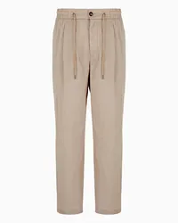 Giorgio Armani OFFICIAL STORE Pantaloni A Una Pince In Tela Di Lino Beige