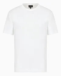 Giorgio Armani OFFICIAL STORE T-shirt In Interlock Di Cotone Con Logo Ricamato Bianco