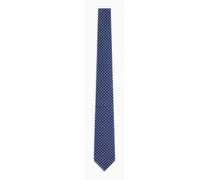 Giorgio Armani OFFICIAL STORE Cravatta In Seta E Cotone Jacquard Blu