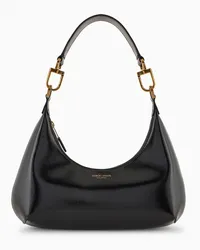 Giorgio Armani OFFICIAL STORE Hobo Bag Media La Prima In Nappa Verniciata Nero