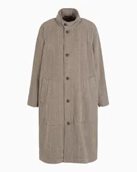 Giorgio Armani OFFICIAL STORE Cappotto Lungo In Panno Di Misto Cashmere Jacquard Chevron Beige