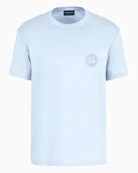 Giorgio Armani OFFICIAL STORE T-shirt Girocollo In Interlock Di Puro Cotone Azzurro