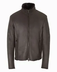 Giorgio Armani OFFICIAL STORE Blouson Con Zip In Montone Marrone