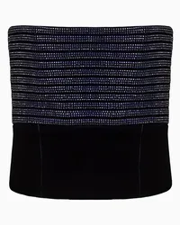 Giorgio Armani OFFICIAL STORE Top Bustier In Velluto Con Ricamo Strass Blu