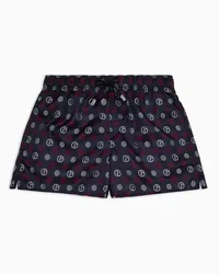 Giorgio Armani OFFICIAL STORE Costume Da Bagno Boxer In Tessuto Jacquard Con Logo All-over Blu