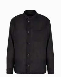 Giorgio Armani OFFICIAL STORE Giacca Camicia In Tela Di Puro Lino Nero