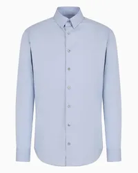 Giorgio Armani OFFICIAL STORE Camicia Slim Fit In Popeline Di Cotone Stretch Azzurro